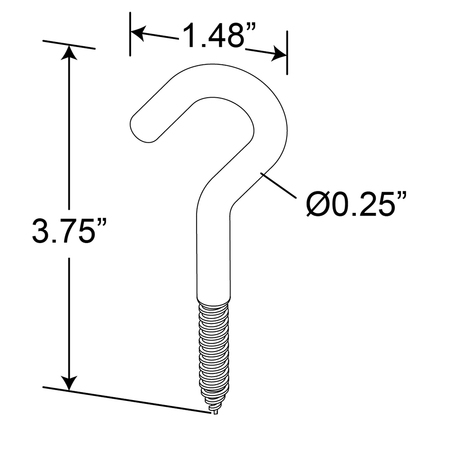 Prime-Line Screw-In Utility Hook, 3-3/4 in., Steel Rod, Gray Rubber Coating MP11373-6